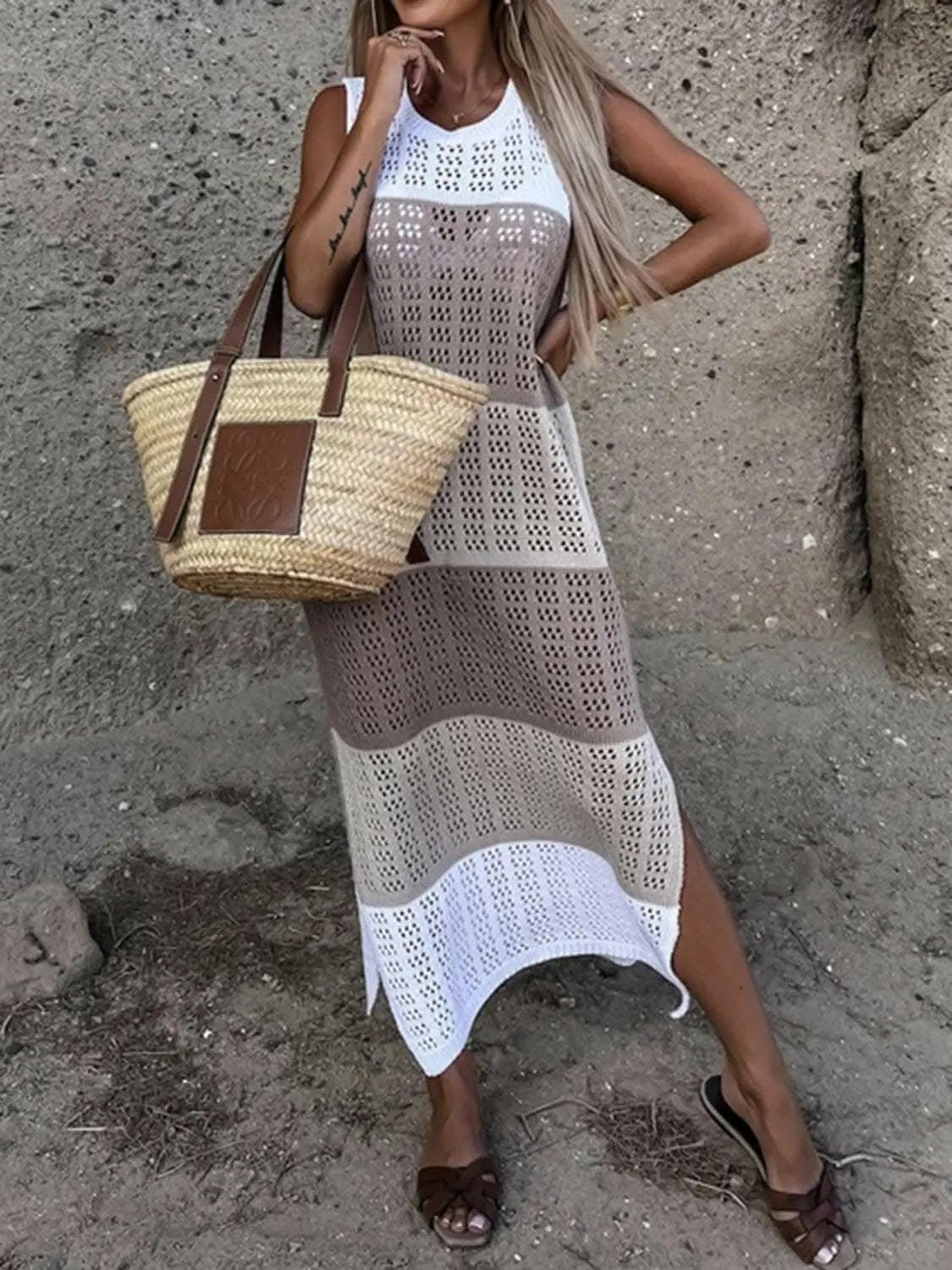 Chic sheer color block cover-up - Love Salve